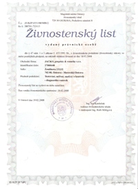 Živnostenský list diagnostika vozovek