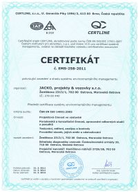 Certifikát č. EMS - 139 - 2008